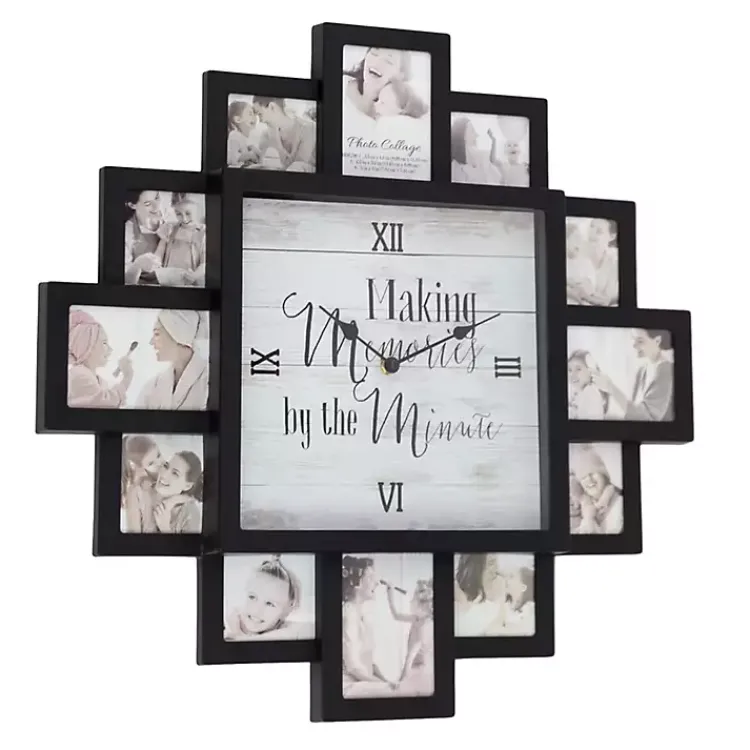 Kirklands Home Black 12 Photo Frame Collage Clock New