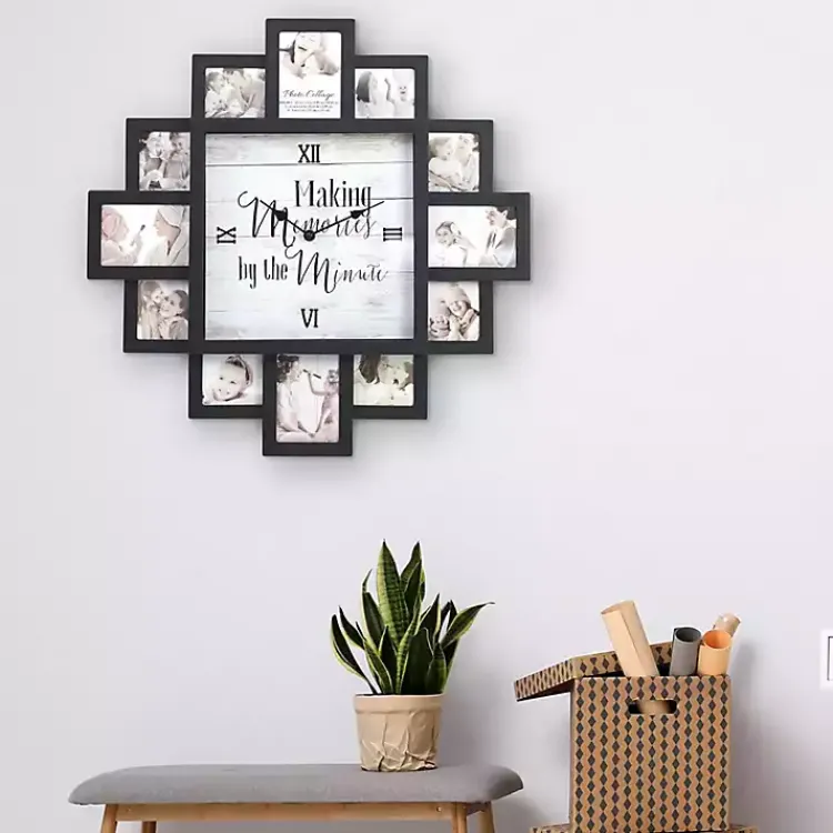Kirklands Home Black 12 Photo Frame Collage Clock New