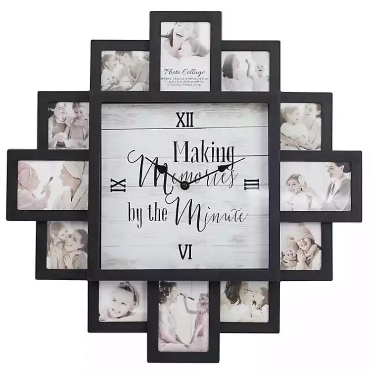 Kirklands Home Black 12 Photo Frame Collage Clock New