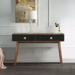 Kirklands Home & Walnut Soft-Close Wood Console Table Black New