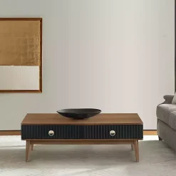 Kirklands Home & Walnut Soft-Close Wood Coffee Table Black Discount