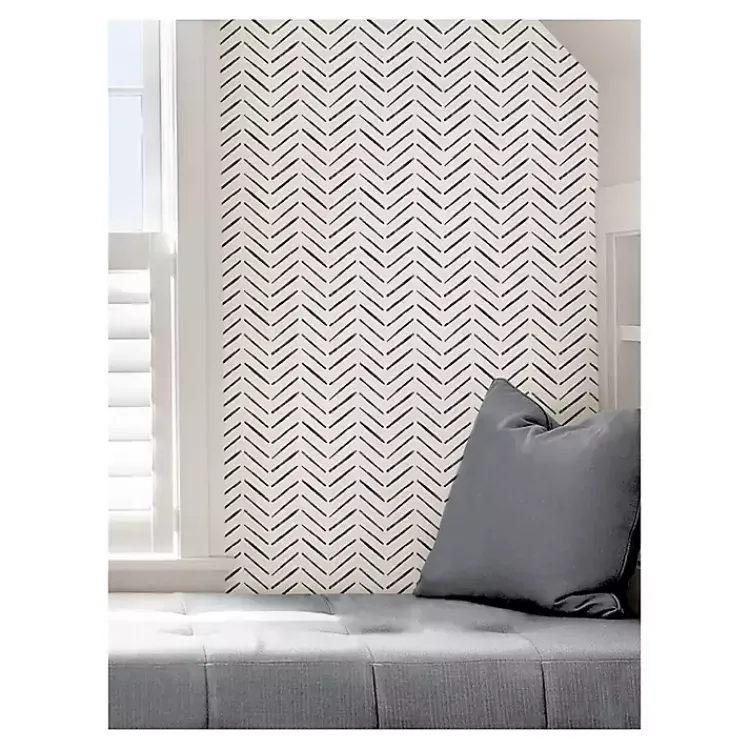 Kirklands Home Black & White Chevron Peel & Stick Wallpaper Discount