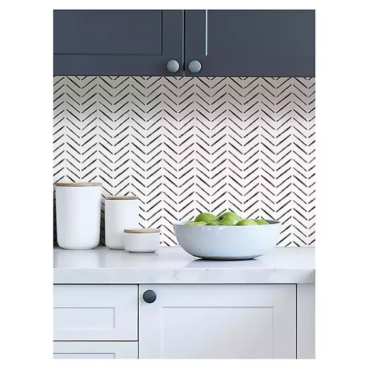 Kirklands Home Black & White Chevron Peel & Stick Wallpaper Discount