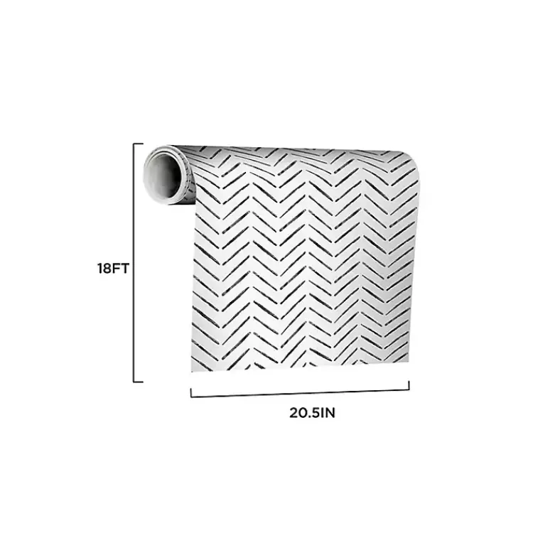 Kirklands Home Black & White Chevron Peel & Stick Wallpaper Discount