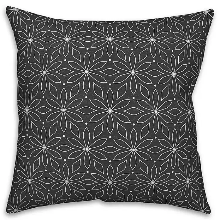 Kirklands Home & White Floral Indoor/Outdoor Pillow Black Best