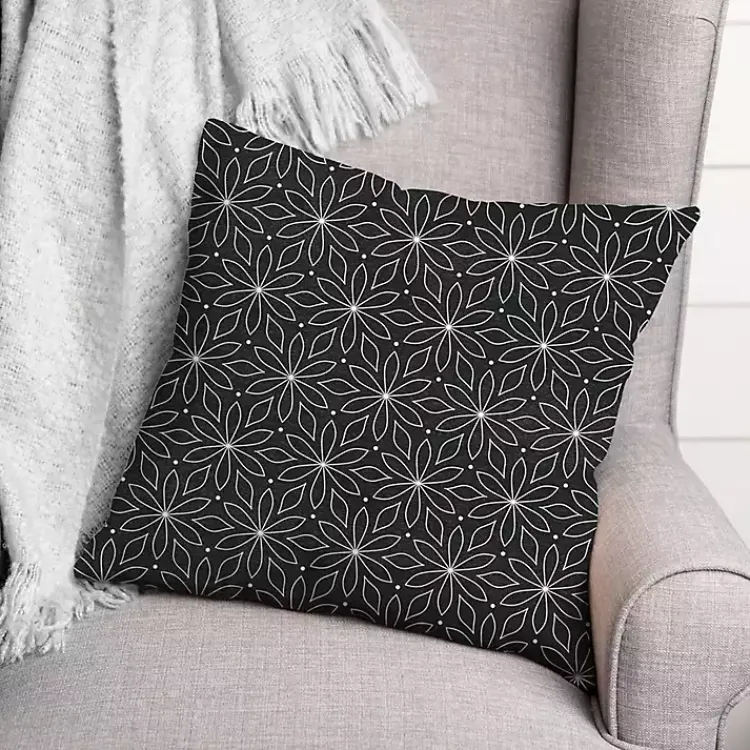 Kirklands Home & White Floral Indoor/Outdoor Pillow Black Best