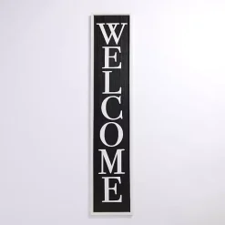 Kirklands Home Black & White Framed Welcome Porch Board New