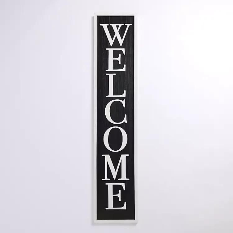Kirklands Home Black & White Framed Welcome Porch Board New
