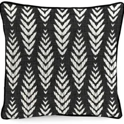 Kirklands Home Black & White Geometric Leaves Outdoor Pillow Discount