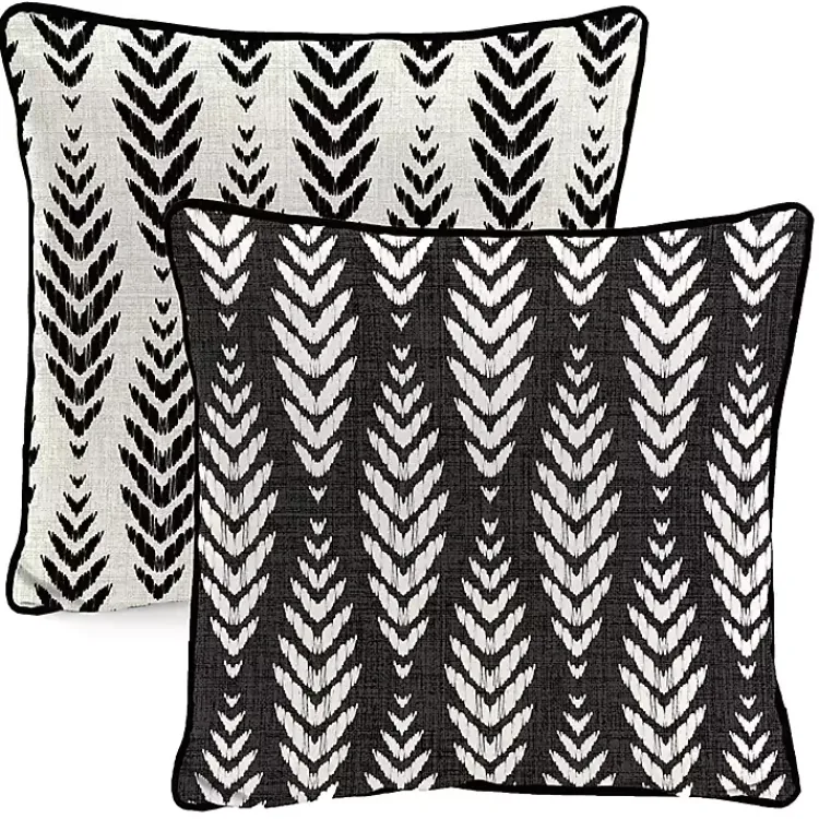 Kirklands Home Black & White Geometric Leaves Outdoor Pillow Discount