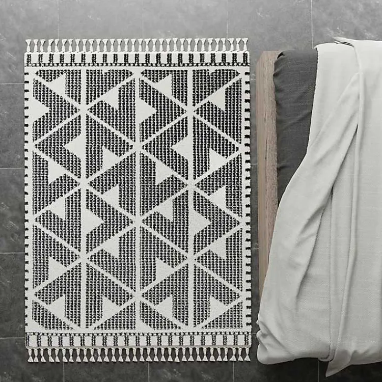 Kirklands Home & White Geometric Shag Area Rug, 8x10 Black Discount