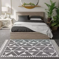 Kirklands Home & White Geometric Shag Area Rug, 8x10 Black Discount