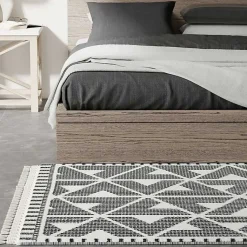 Kirklands Home & White Geometric Shag Area Rug, 8x10 Black Discount