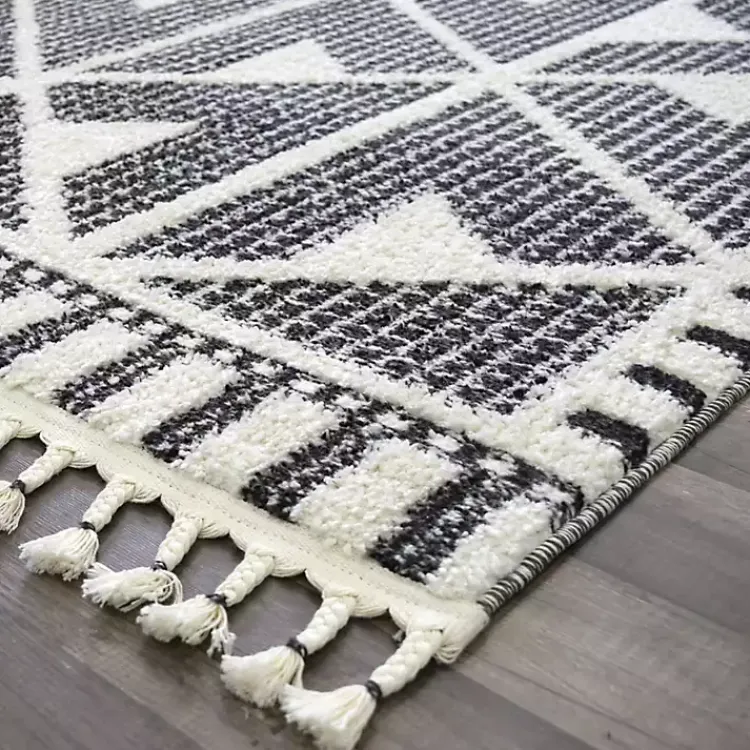 Kirklands Home & White Geometric Shag Area Rug, 8x10 Black Discount