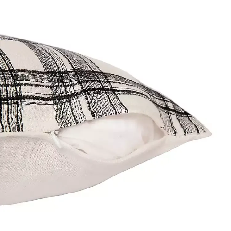 Pillows>Kirklands Home Black & White Handwoven Plaid Throw Pillow