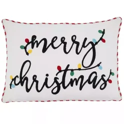 Pillows>Kirklands Home Black & White Merry Christmas Bulbs Lumbar Pillow