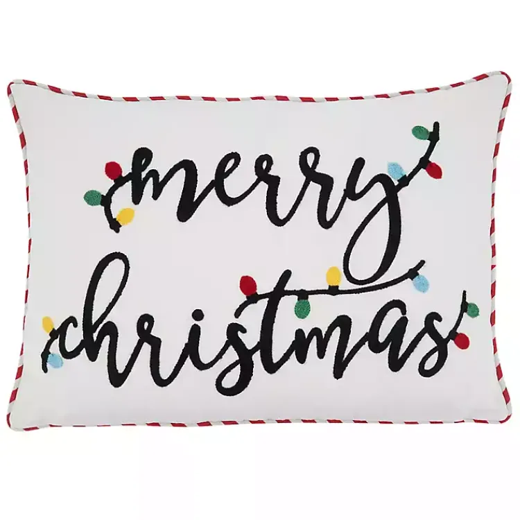 Pillows>Kirklands Home Black & White Merry Christmas Bulbs Lumbar Pillow