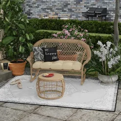 Kirklands Home Black & White My Happy Place Outdoor Pillow Outlet