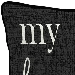 Kirklands Home Black & White My Happy Place Outdoor Pillow Outlet
