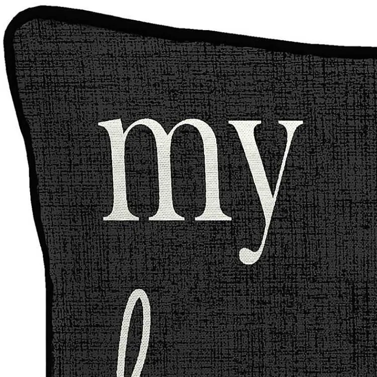 Kirklands Home Black & White My Happy Place Outdoor Pillow Outlet