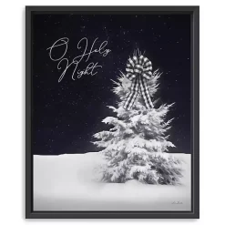 Christmas Art & Wall Decor>Kirklands Home Black & White O Holy Night Framed Canvas Art Print