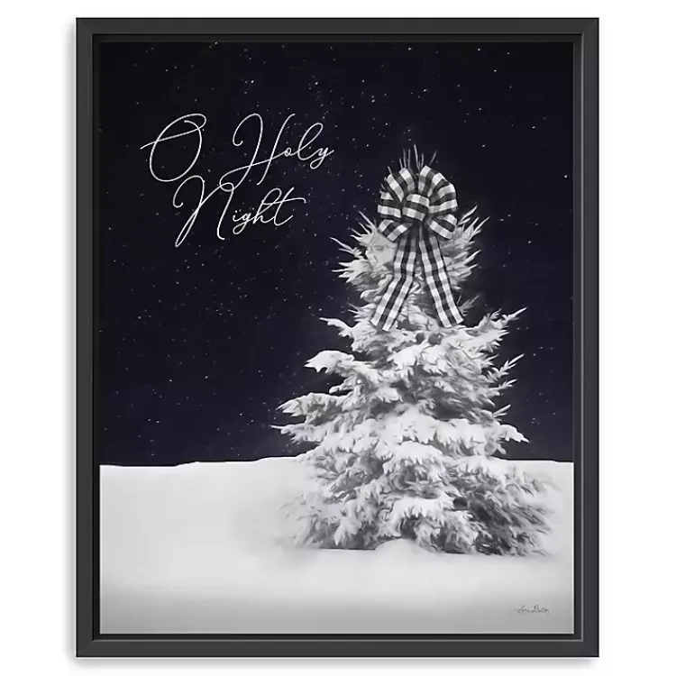 Christmas Art & Wall Decor>Kirklands Home Black & White O Holy Night Framed Canvas Art Print