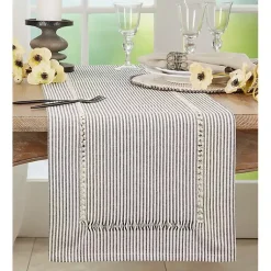 Kirklands Home Black & White Striped Table Runner, 72 in. Clearance