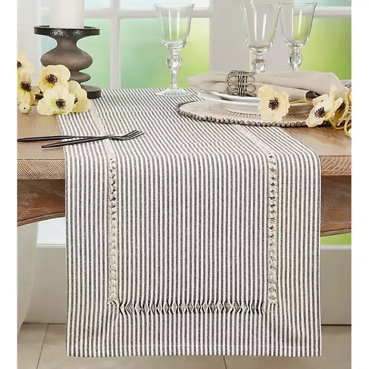 Kirklands Home Black & White Striped Table Runner, 72 in. Clearance