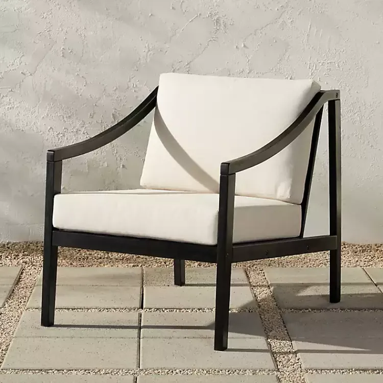 Kirklands Home Black Acacia Wood Outdoor Club Chair
