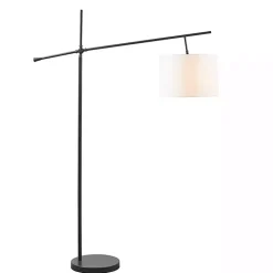 Kirklands Home Black Adjustable Arm Modern Floor Lamp White New