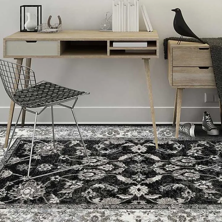 Kirklands Home Black Alex Area Rug, 5x7 New