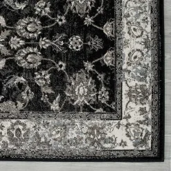 Kirklands Home Black Alex Area Rug, 5x7 New