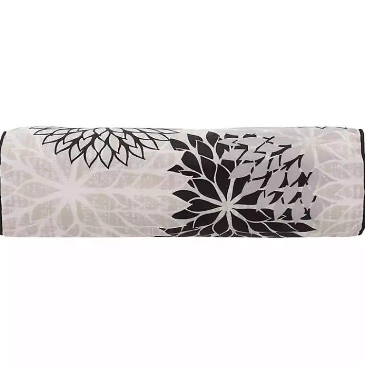 Kirklands Home and Beige Floral Outdoor Bolster Pillow Black Outlet