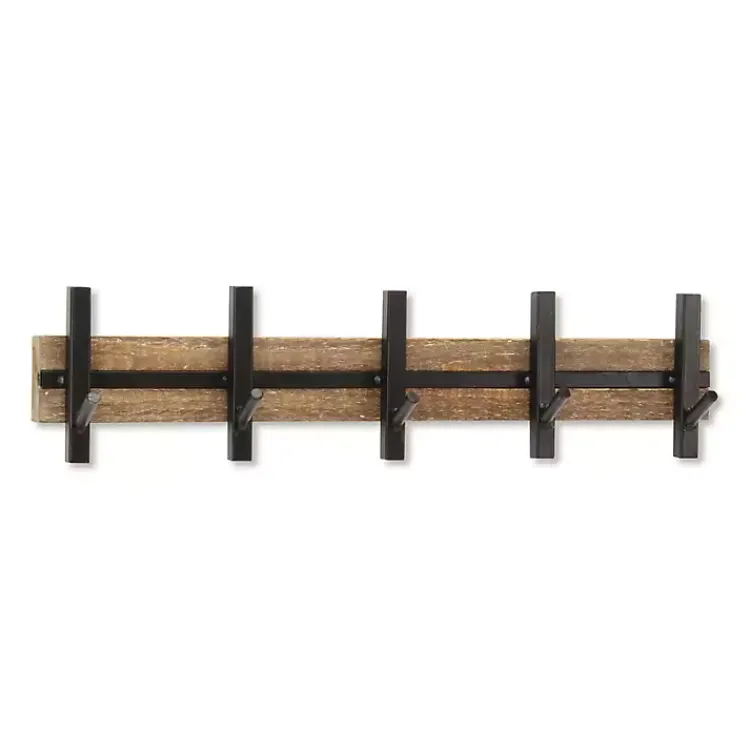 Kirklands Home Black and Brown 5-Hook Coat Rack Sale