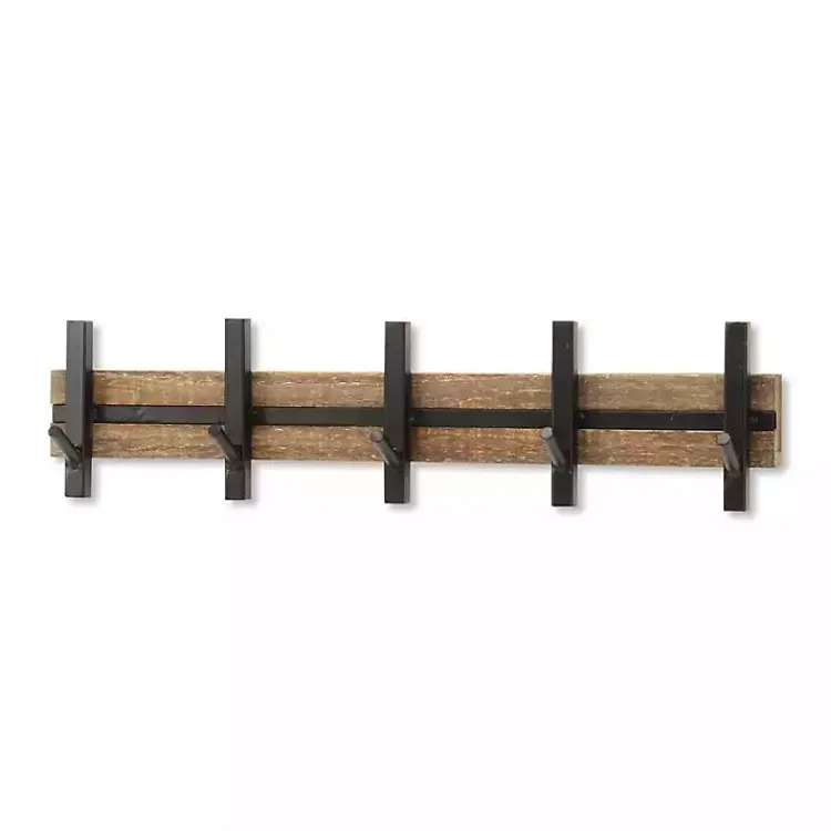 Kirklands Home Black and Brown 5-Hook Coat Rack Sale