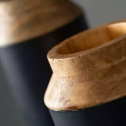 Vases>Kirklands Home Black and Brown Wood Vases, Set of 2