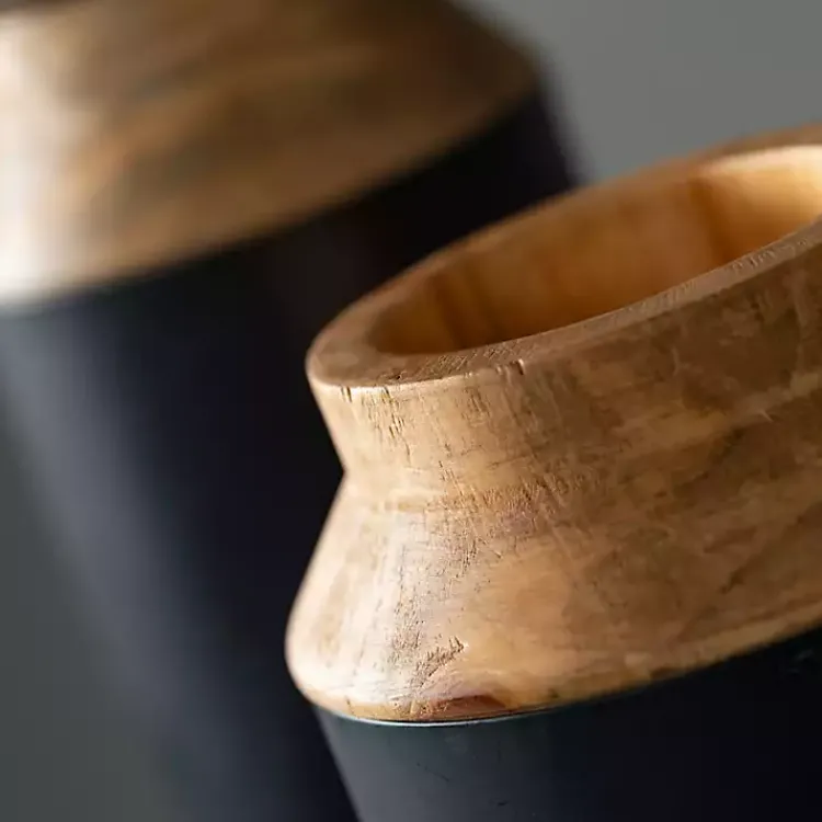 Vases>Kirklands Home Black and Brown Wood Vases, Set of 2