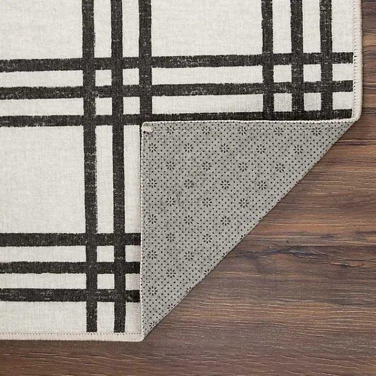 Kirklands Home Black and Cream Plaid Washable Area Rug, 5x7 Sale