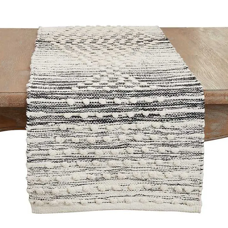 Kirklands Home and Cream Textured Diamonds Table Runner Black Best