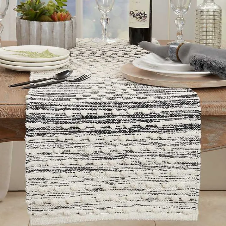 Kirklands Home and Cream Textured Diamonds Table Runner Black Best