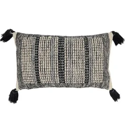 Pillows>Kirklands Home and Cream Woven Block Tassel Lumbar Pillow Black