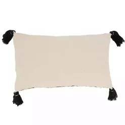 Pillows>Kirklands Home and Cream Woven Block Tassel Lumbar Pillow Black