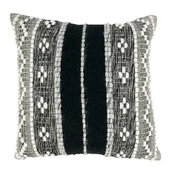 Pillows>Kirklands Home and Cream Woven Pattern Throw Pillow Black