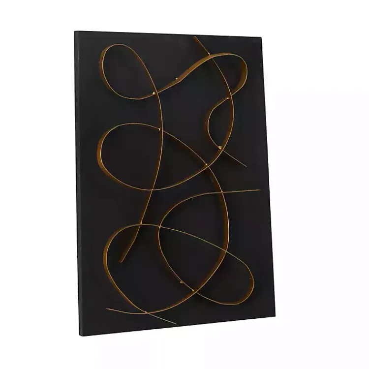 Kirklands Home Black and Gold Abstract Wall Plaque