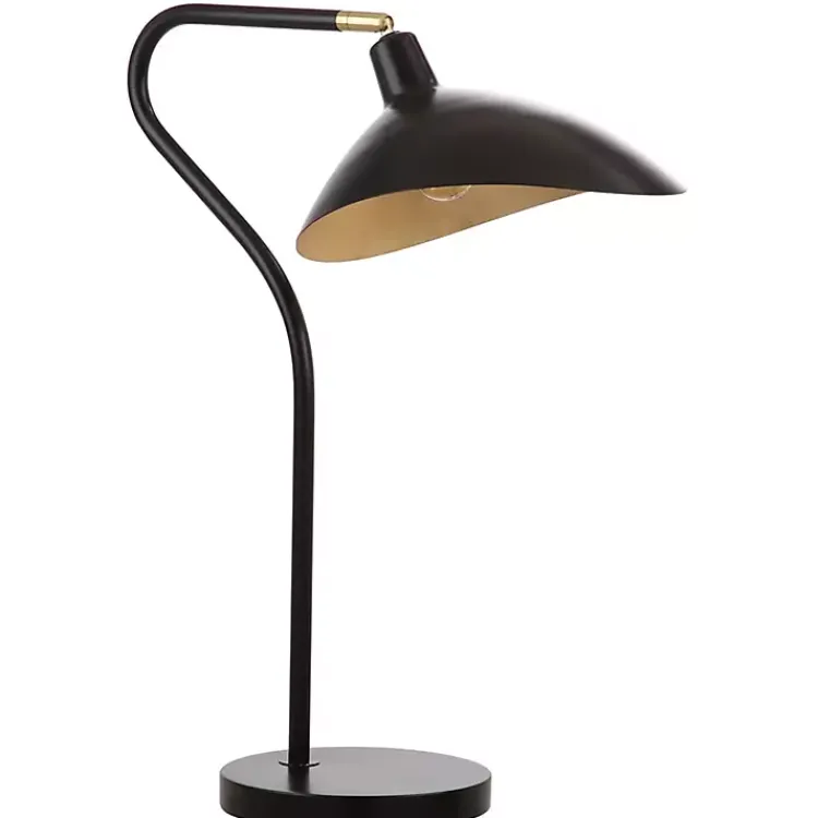 Kirklands Home Black and Gold Curved Neck Giselle Task Lamp New