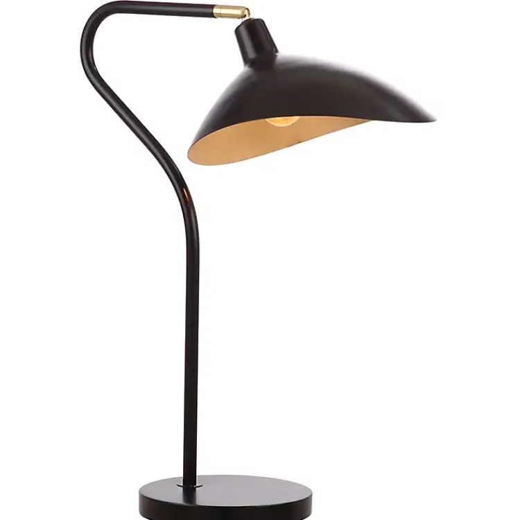 Kirklands Home Black and Gold Curved Neck Giselle Task Lamp New