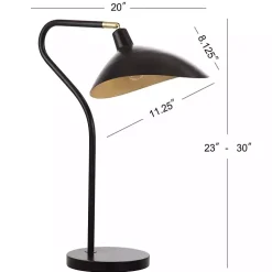 Kirklands Home Black and Gold Curved Neck Giselle Task Lamp New