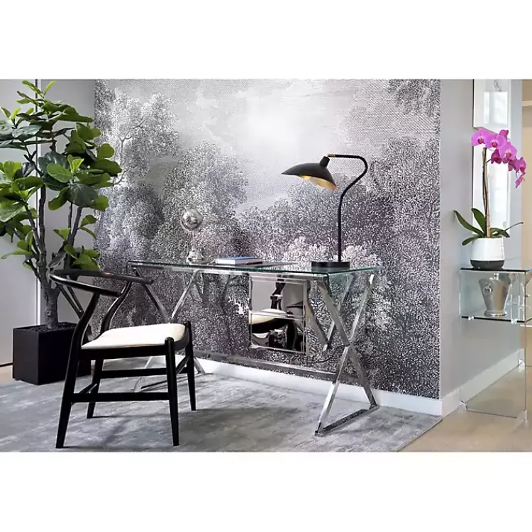 Kirklands Home Black and Gold Curved Neck Giselle Task Lamp New