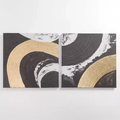 Kirklands Home Black and Gold Curves Canvas Art Prints, Set of 2 Sale
