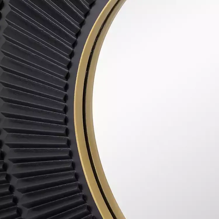 Kirklands Home and Gold Double Ribbed Wall Mirror Black Hot